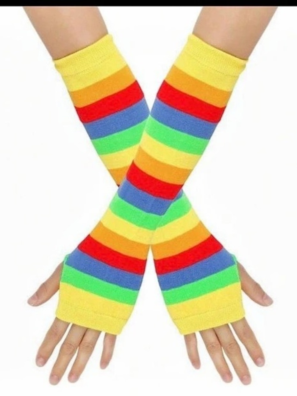 Striped Rainbow Fingerless gloves